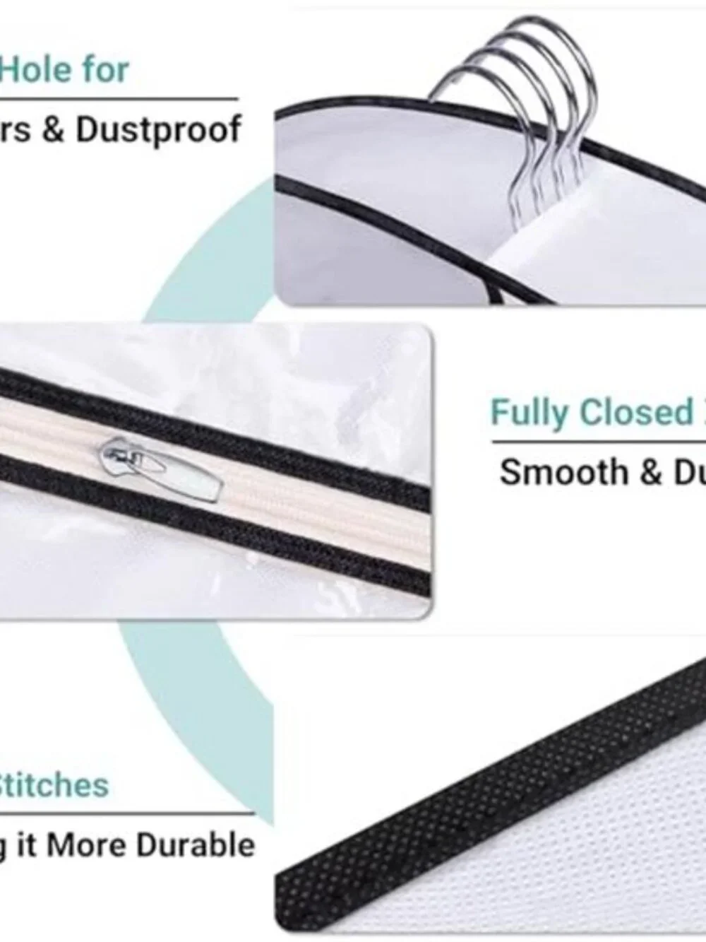 Garment Bags Long Dress Storage Closet Hanging Cover Zipper Breathable 5 Pack